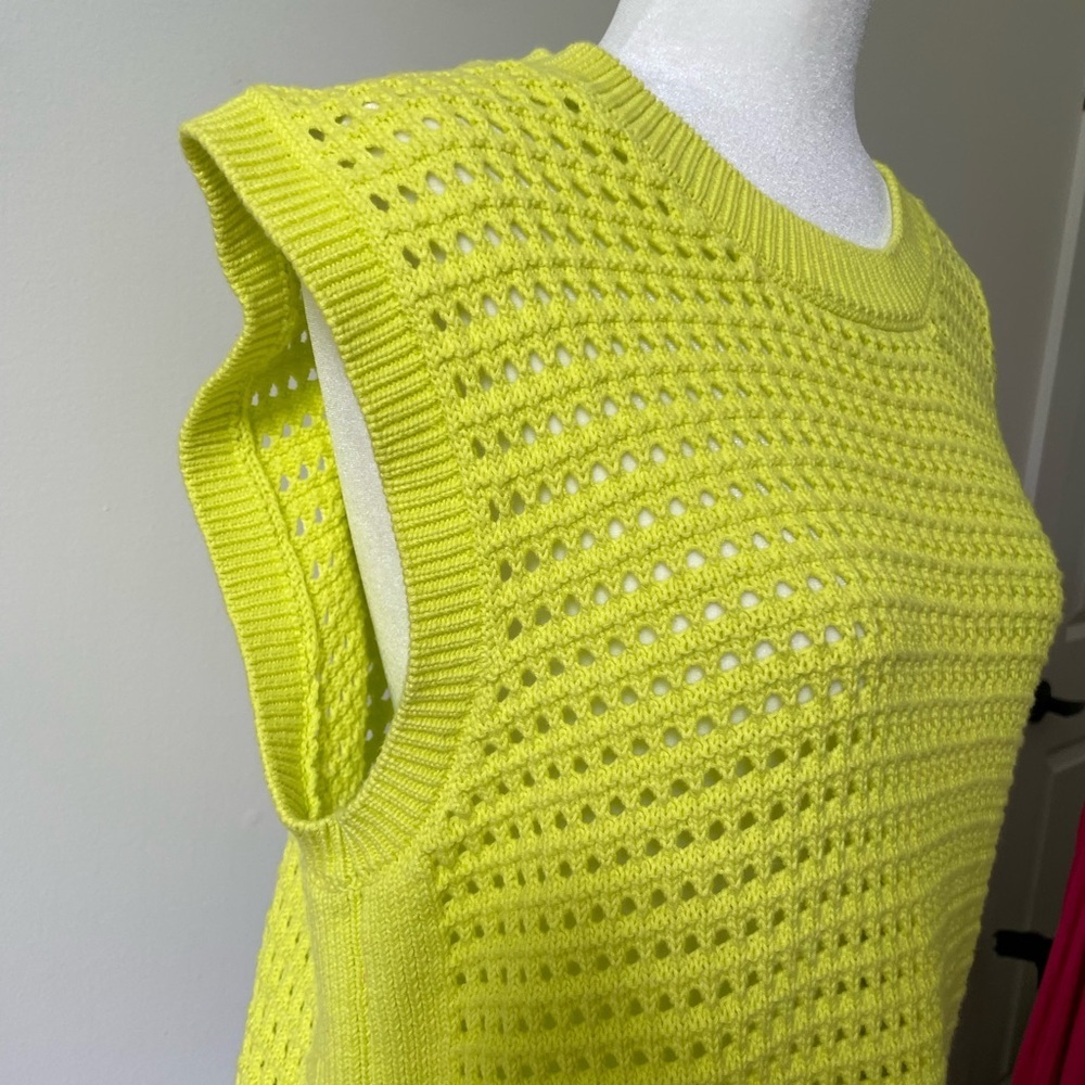 VARLEY Darin Longline Knit Tank Neon Green Yellow Size XL Cotton Summer - Picture 2 of 10